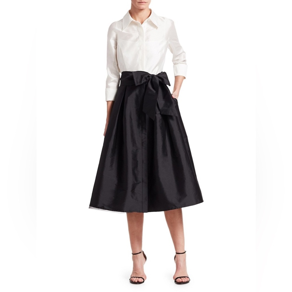 Teri Jon by Rickie Freeman Two-Tone Collared Taffeta Gown. Sz:US 6. $600